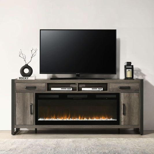 Fireplace TV Consoles - 686 78" Console With Fire FTS - Brown
