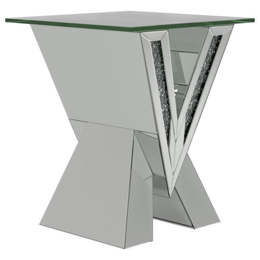 Taffeta - Glass Top Mirrored Acrylic Table