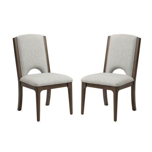 Athens - Upholstered Dining Chair (Set of 2) - Light Gray / Chocolate Brown