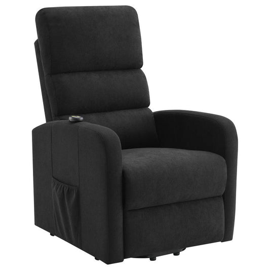 Amsdell - Upholstered Power Lift Recliner With Remote - Black