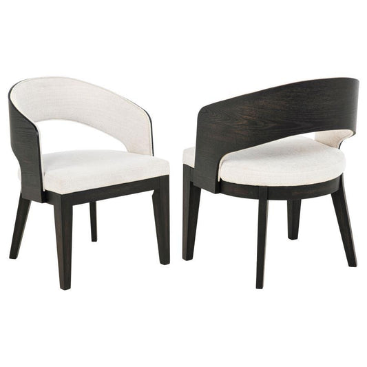Leandro - Upholstered Dining Arm Chair (Set of 2) - Burnished Black / Cream