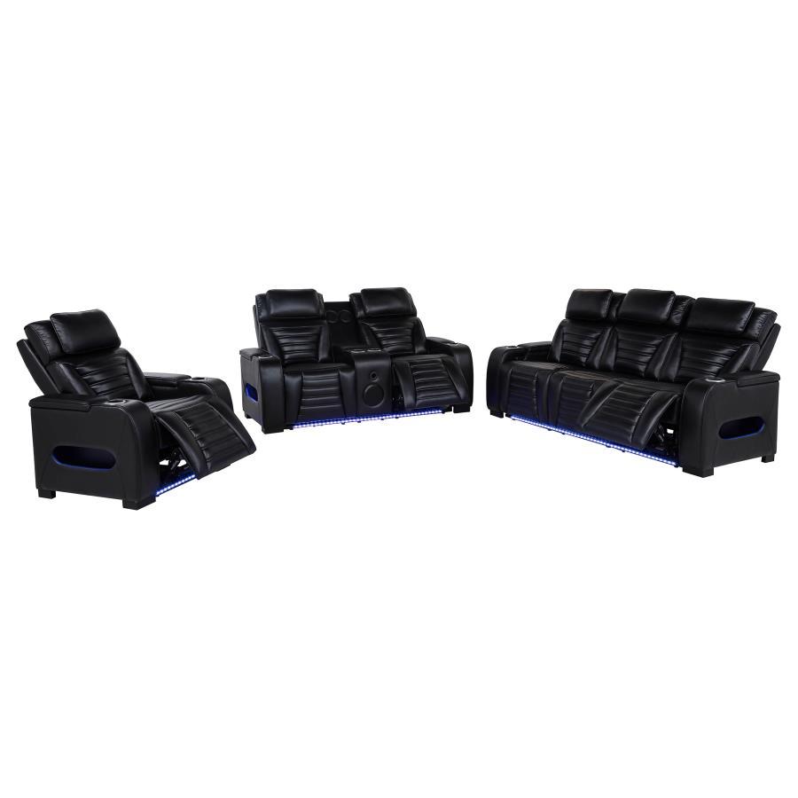 Zuma - Faux Leather Dual Power LED Sofa Set