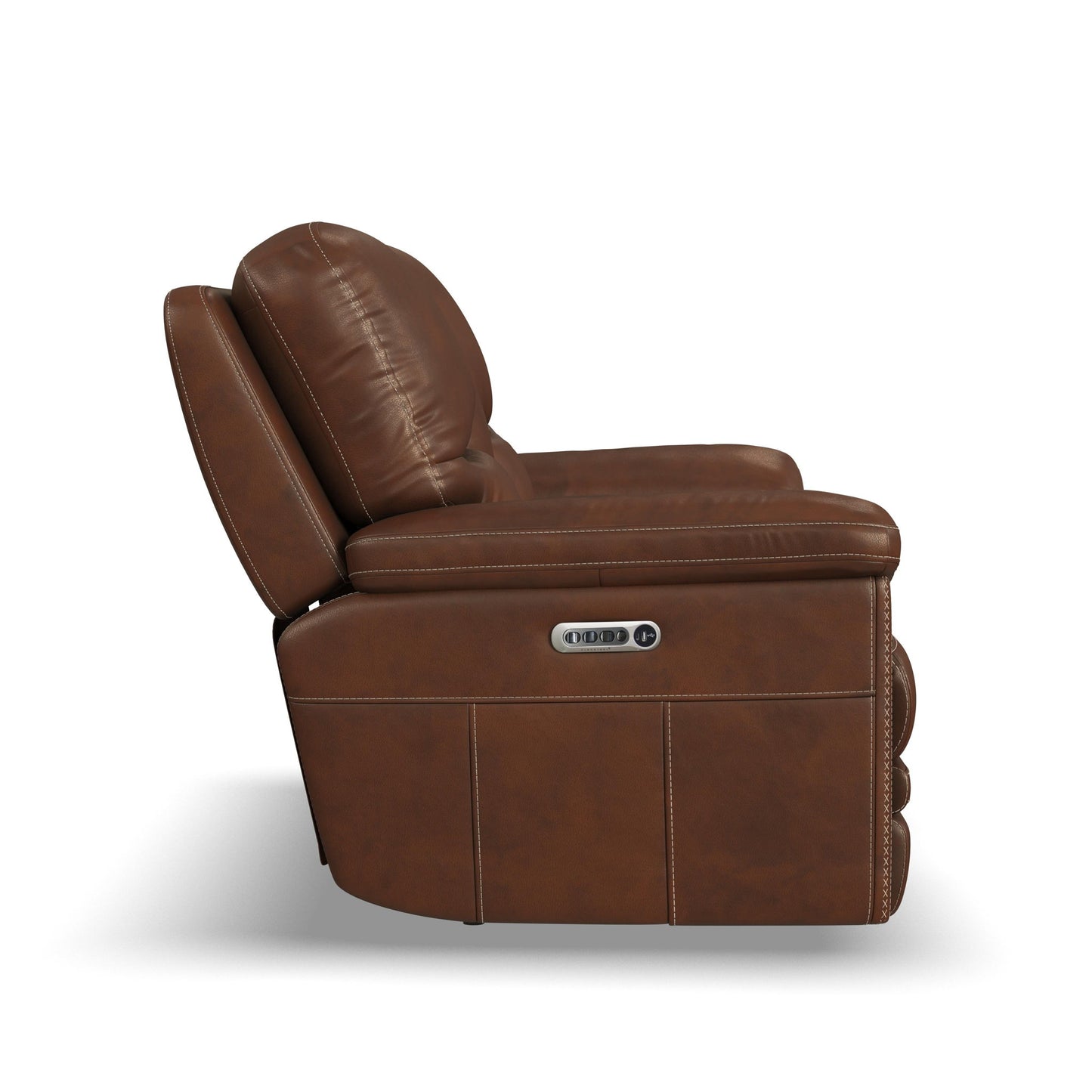 David - Power Reclining Loveseat With Console, Power Headrests & Lumbar - Pecan