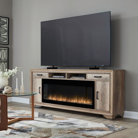 Fireplace TV Consoles - 439 78" Console With Fire FT - Brown