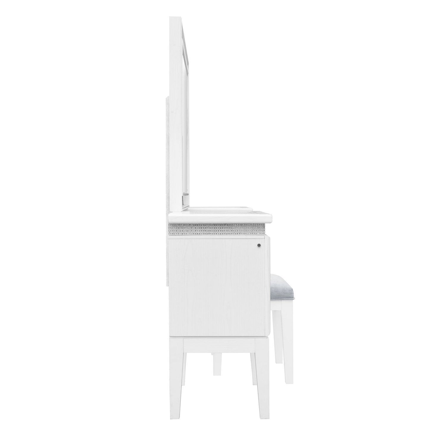 Reflections - 3 Piece Vanity Set - Pearl White & Rhinestone