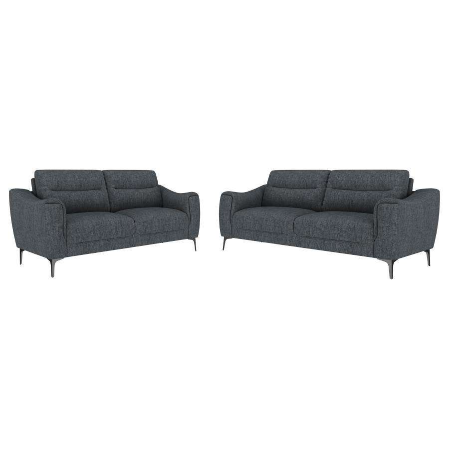 Nolan - 2 Piece Upholstered Sofa Set - Charcoal