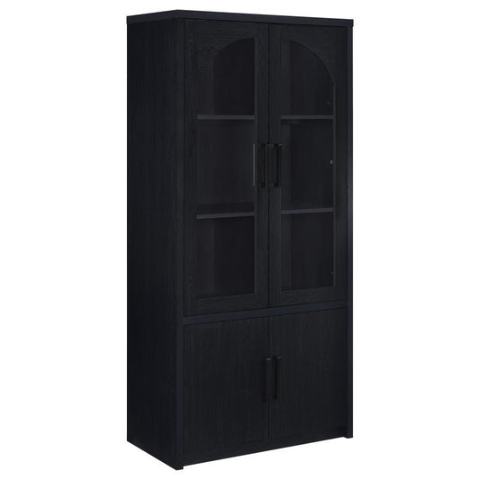 Riva - 4-Door Tall Accent Display Cabinet LED Lighting - Black