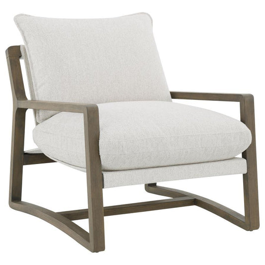 Geneva - Boucle Upholstered Wood Arm Accent Chair - Sand