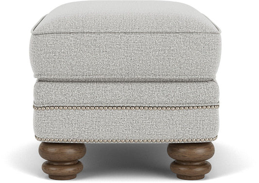 Bay Bridge - Fabric Ottoman, Nailhead Trim - Light Gray