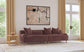 Elizabeth - Corduroy Upholstered Extra Long Sofa - Wine Red