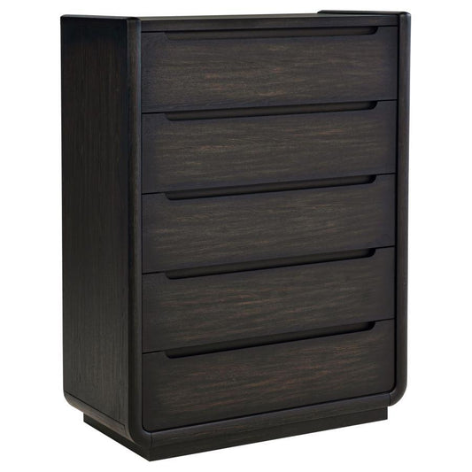 Leandro - 5-Drawer Bedroom Chest Of Drawers - Burnished Black