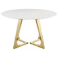 Gwynn - Round Marble Stainless Steel Dining Table - Gold