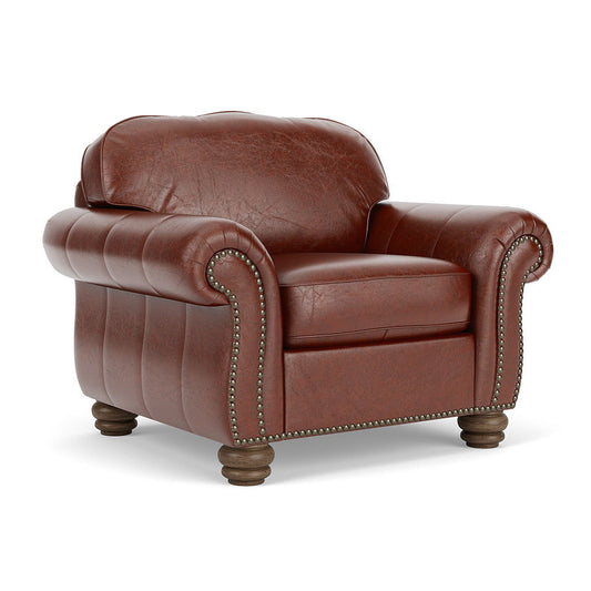 Bexley - Leather Chair, Nailhead Trim - Light Brown