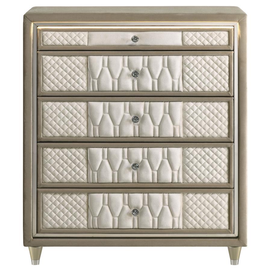 Lorient - 5-Drawer LED Chest Of Drawers - Ivory And Camel