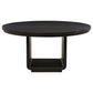 Leandro - 7 Piece Round Dining Table Set - Cream / Burnished Black