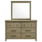 Hazlewood - 6-Drawer Bedroom Dresser With Mirror - Vineyard Oak