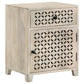 August - 1-Drawer Trellis Pattern Storage Cabinet - White Washed