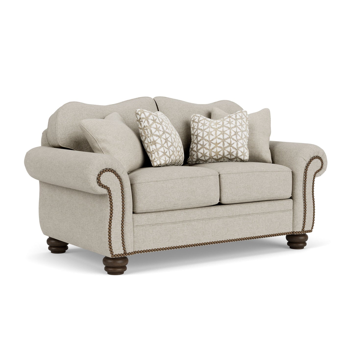 Bexley - Fabric Loveseat, Nailhead Trim - Beige
