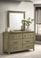 Hazlewood - 6-Drawer Bedroom Dresser With Mirror - Vineyard Oak