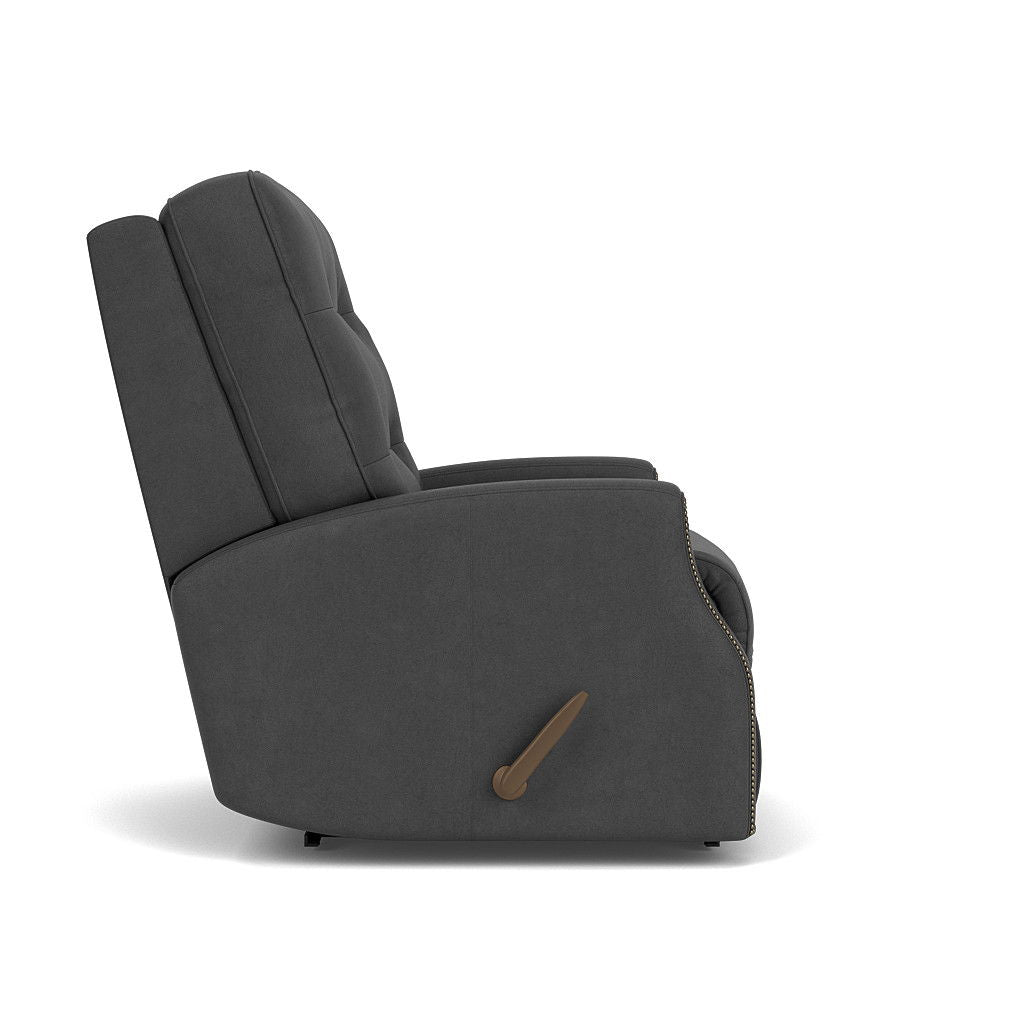 Devon - Leather Recliner, Nailhead Trim - Black