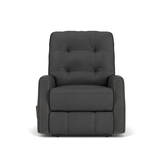 Devon - Leather Recliner, Nailhead Trim - Black