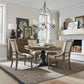 Americana Farmhouse - 5 Piece Pedestal Table Set (Upholstered Shelter Side Chairs) - Light Brown