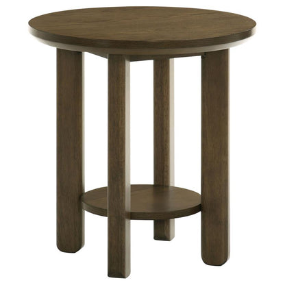 Ottowa - Round Wood Table With Shelf